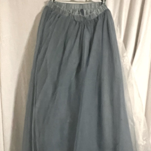 Dusty blue tulle skirt floor length - Picture 2 of 4